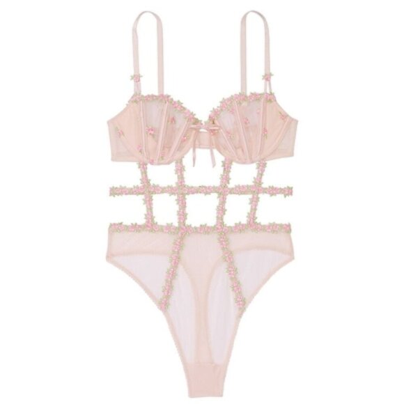 New! Victoria’s Secret Very Sexy Wicked Rosebud Embroidery Teddy 4191 - Picture 1 of 10